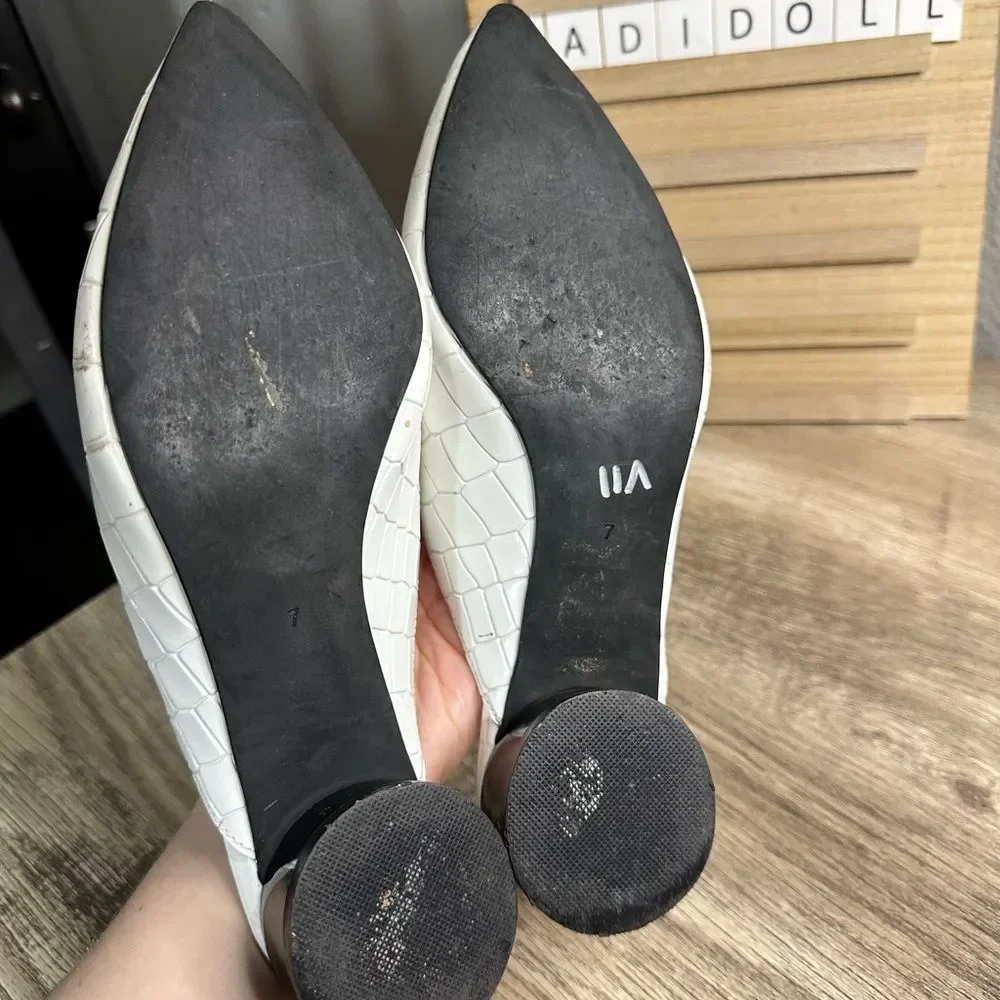 Jeffrey Campbell White Novit Pointed Toe Mules Size 7 - Picture 7 of 13
